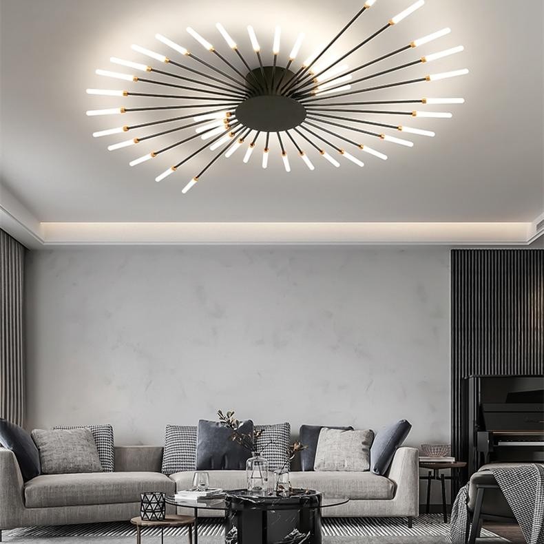 Pranika Modern Sputnik LED Fireworks Semi Flush Mount Ceiling Light