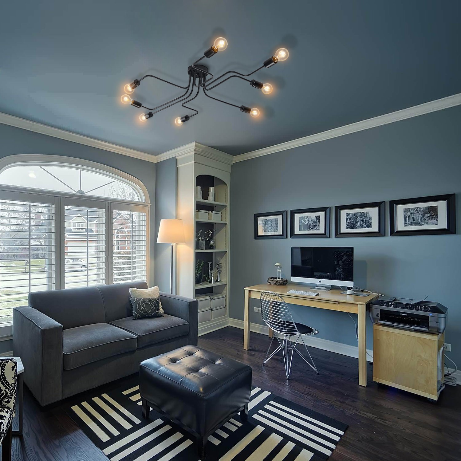 Phaedros Industrial Black Semi Flush Mount Ceiling Light