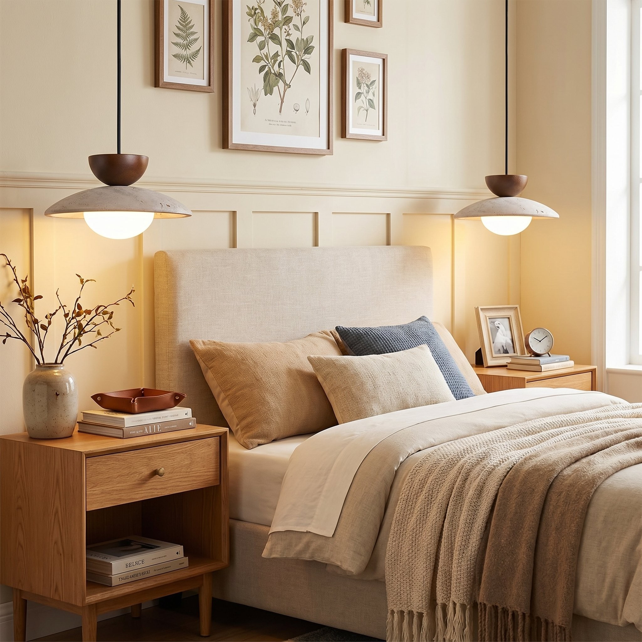 Tilda Modern Wabi-Sabi Travertine Dome Pendant Light