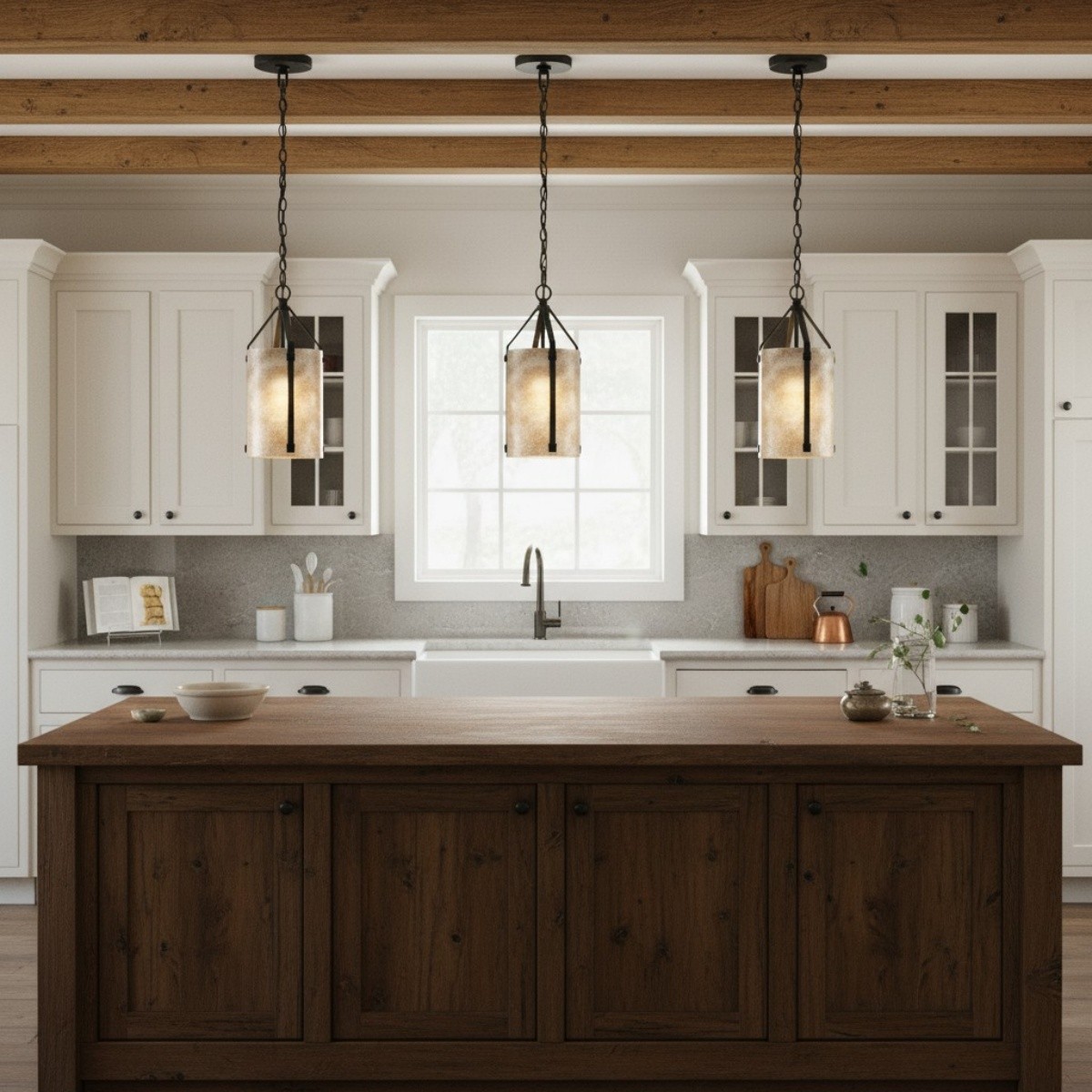 Grange Industrial Rustic Bronze Cylinder Pendant Light