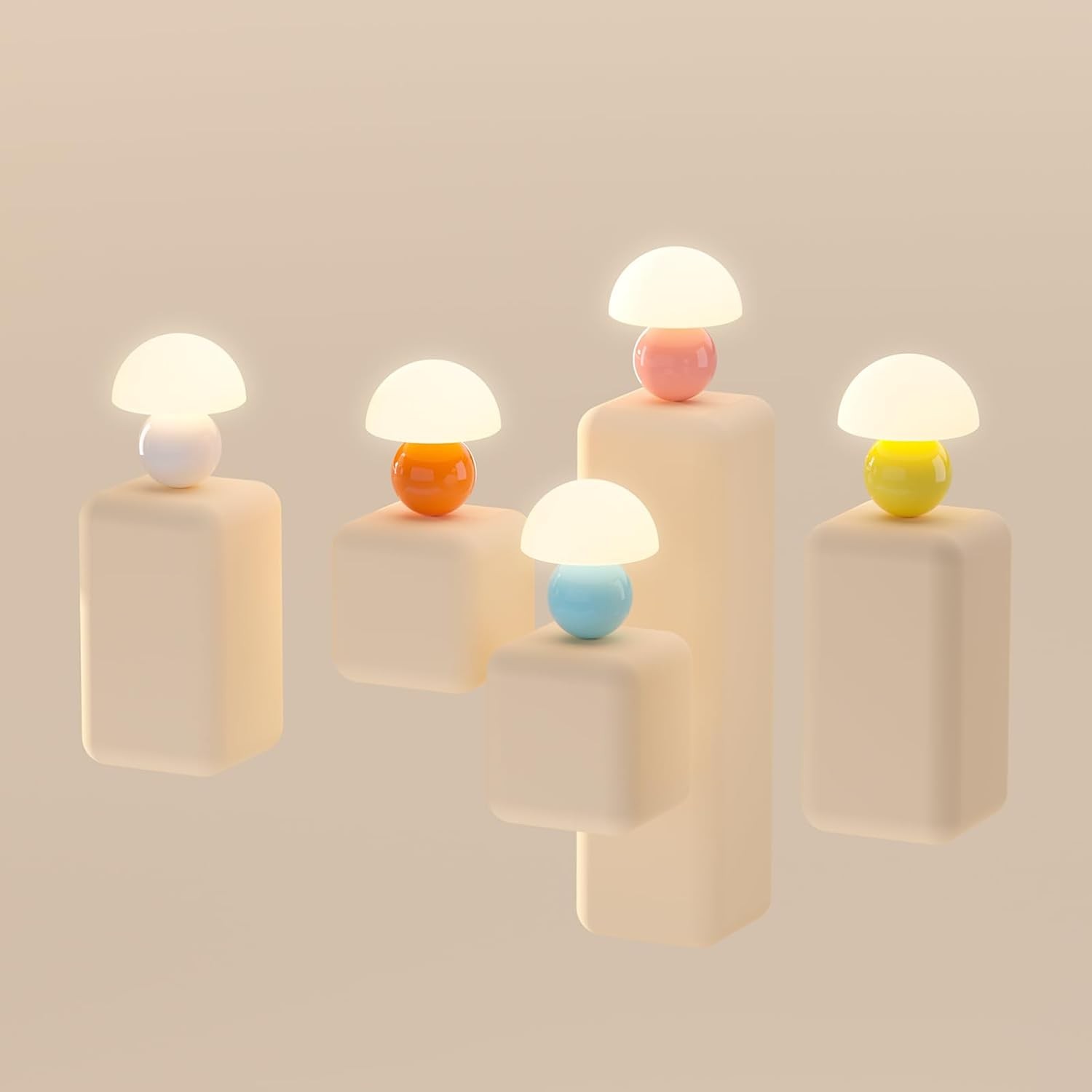 Evinth Mini Colorful Ceramic Base Mushroom Table Lamp