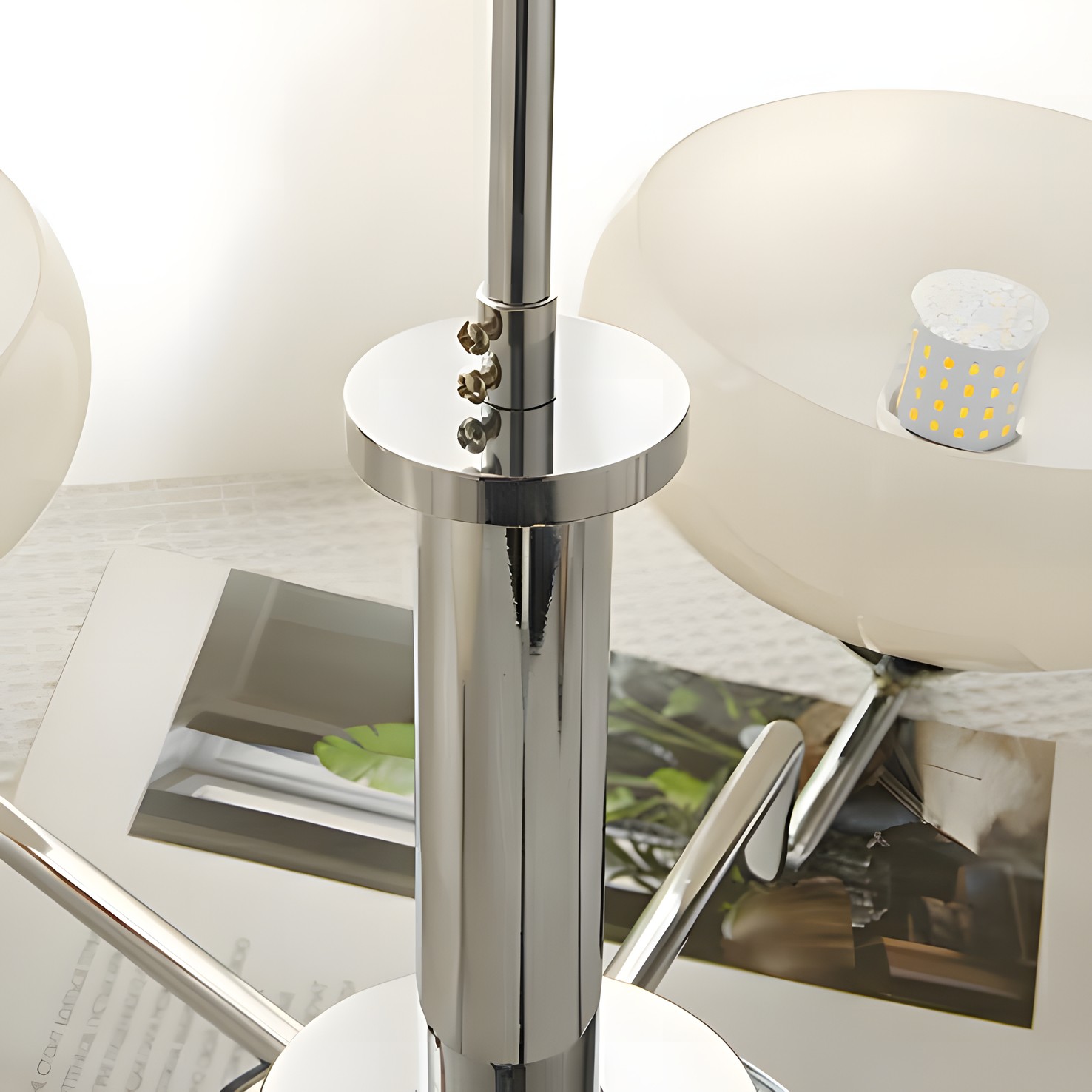 Shadella Modern Cream Glass Bauhaus Chandelier