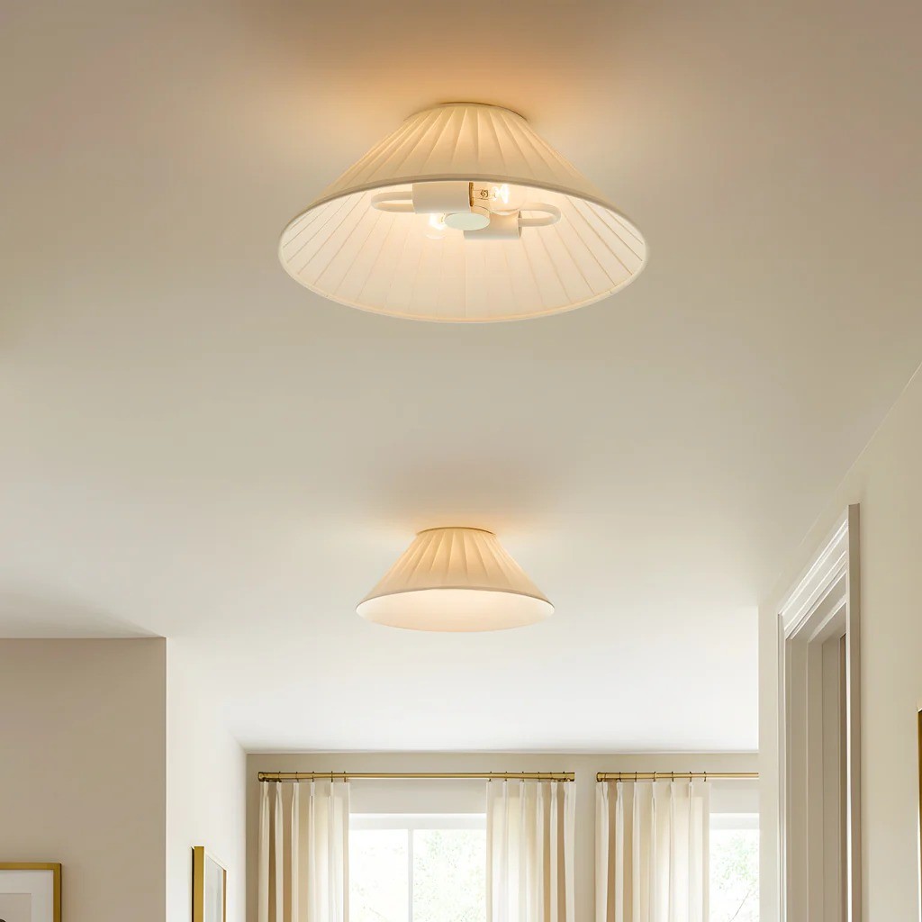Zephiris Vintage Pleated Fabric Cone Ceiling Light