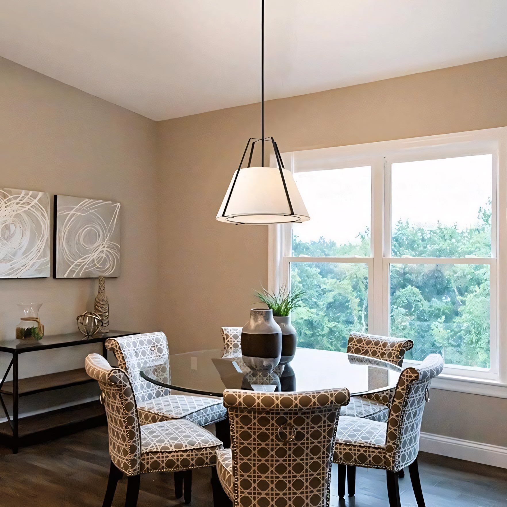 Zevran Farmhouse Metal Cone Fabric Pendant Light