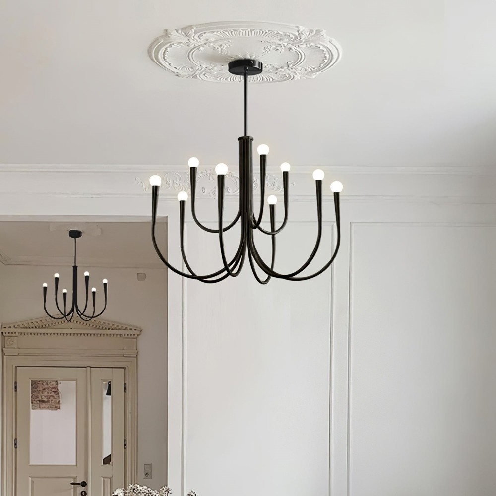 Luren Light Luxury Candle Iron Branch Chandelier