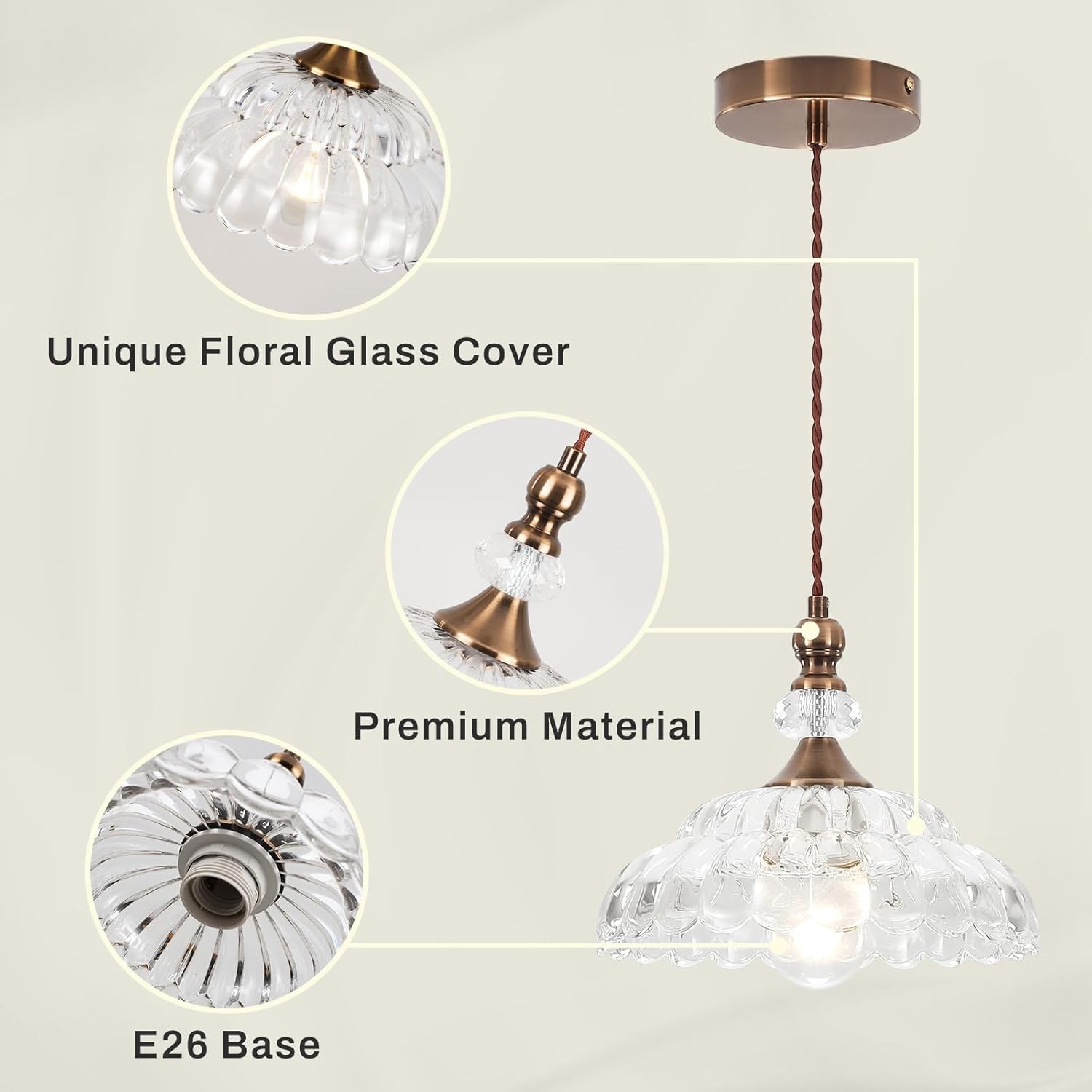 Vilkas Vintage Flower Shaped Glass Pendant Light