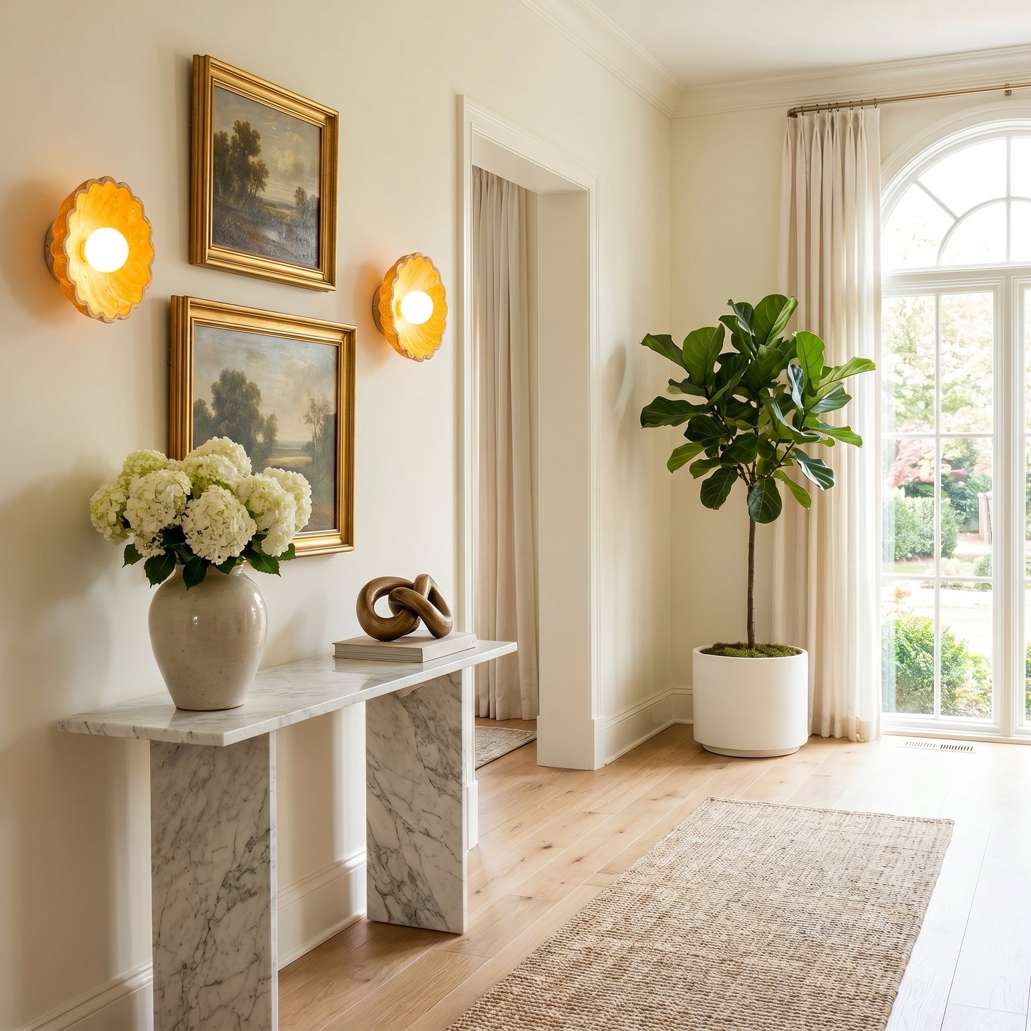Ailish Modern Travertine Flower-Shaped Wall Lamp
