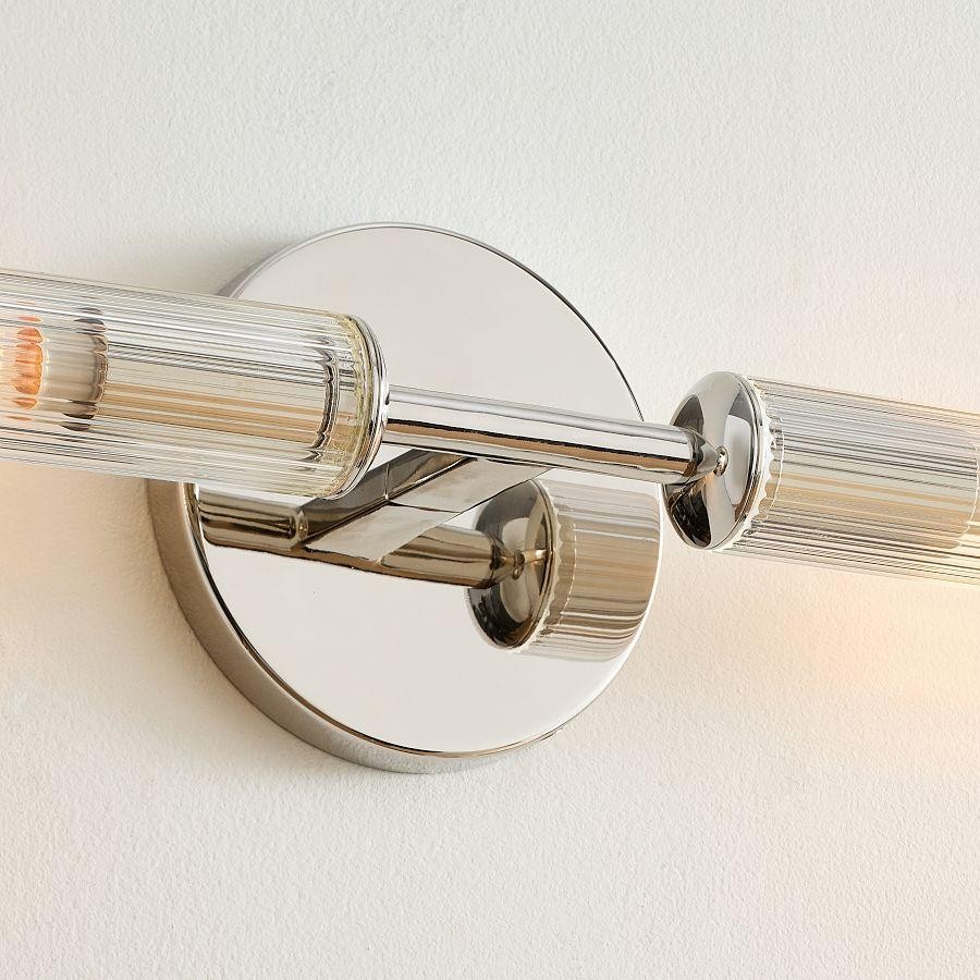 Alice Farmhouse Transparent Ribbed Glass Double Tube Sconce