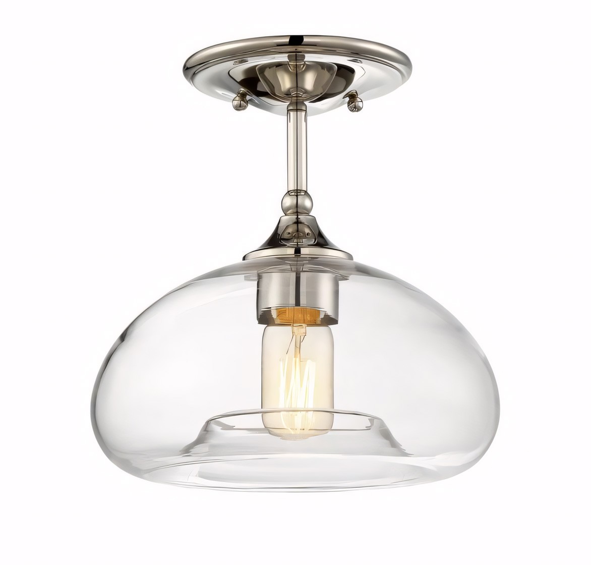 Thyran Farmhouse Small Globe Clear Glass Flush Mount Ceiling Light