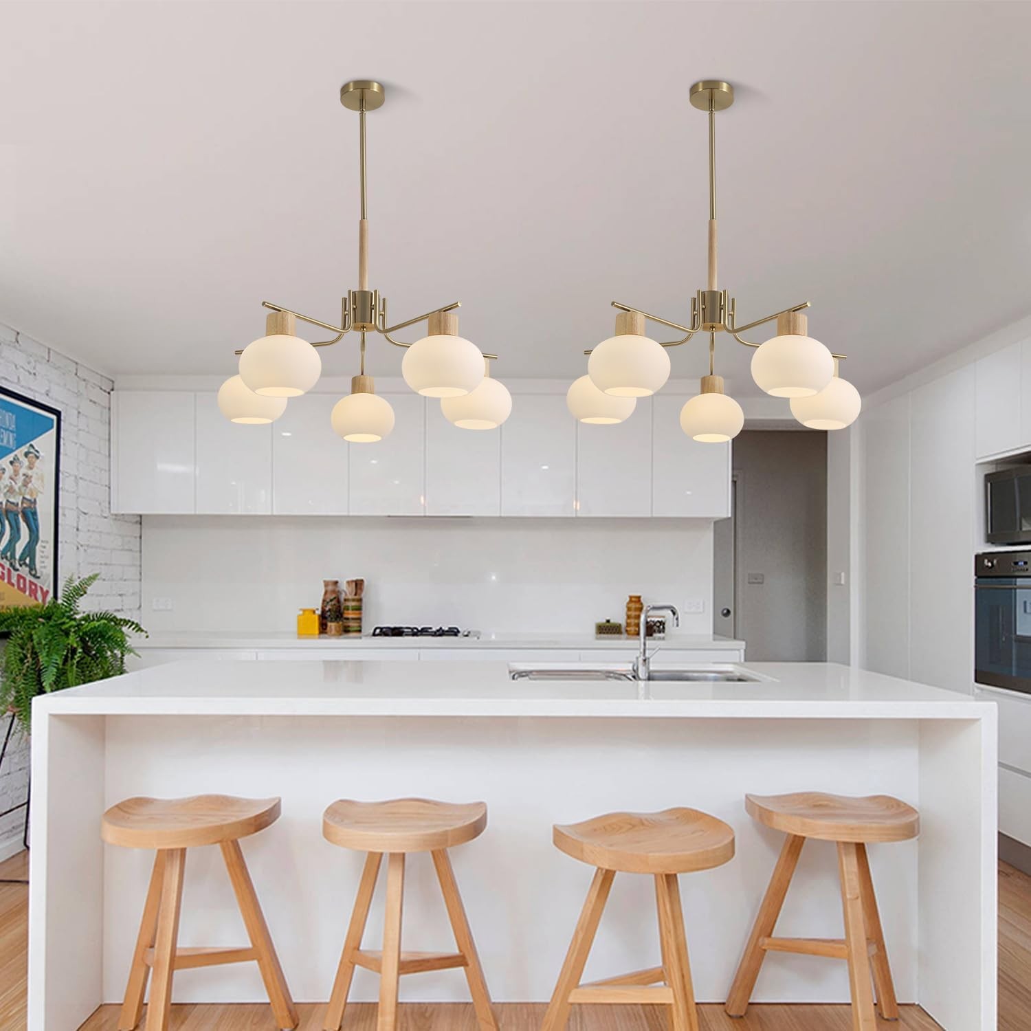 Jesper Gold Modern Frosted Glass Chandelier