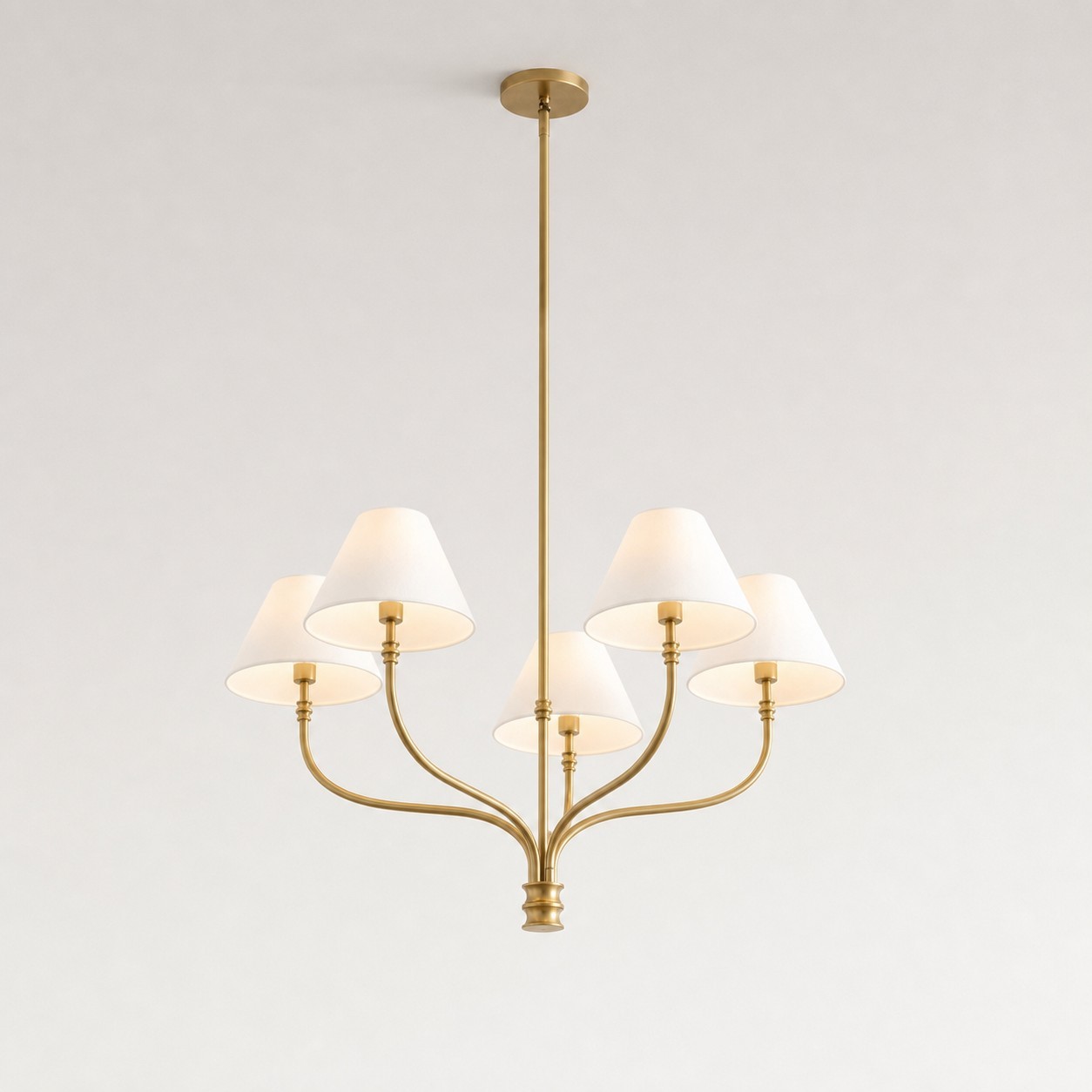 Ashlyn Modern 5/6 Light White Linen Conical Chandelier