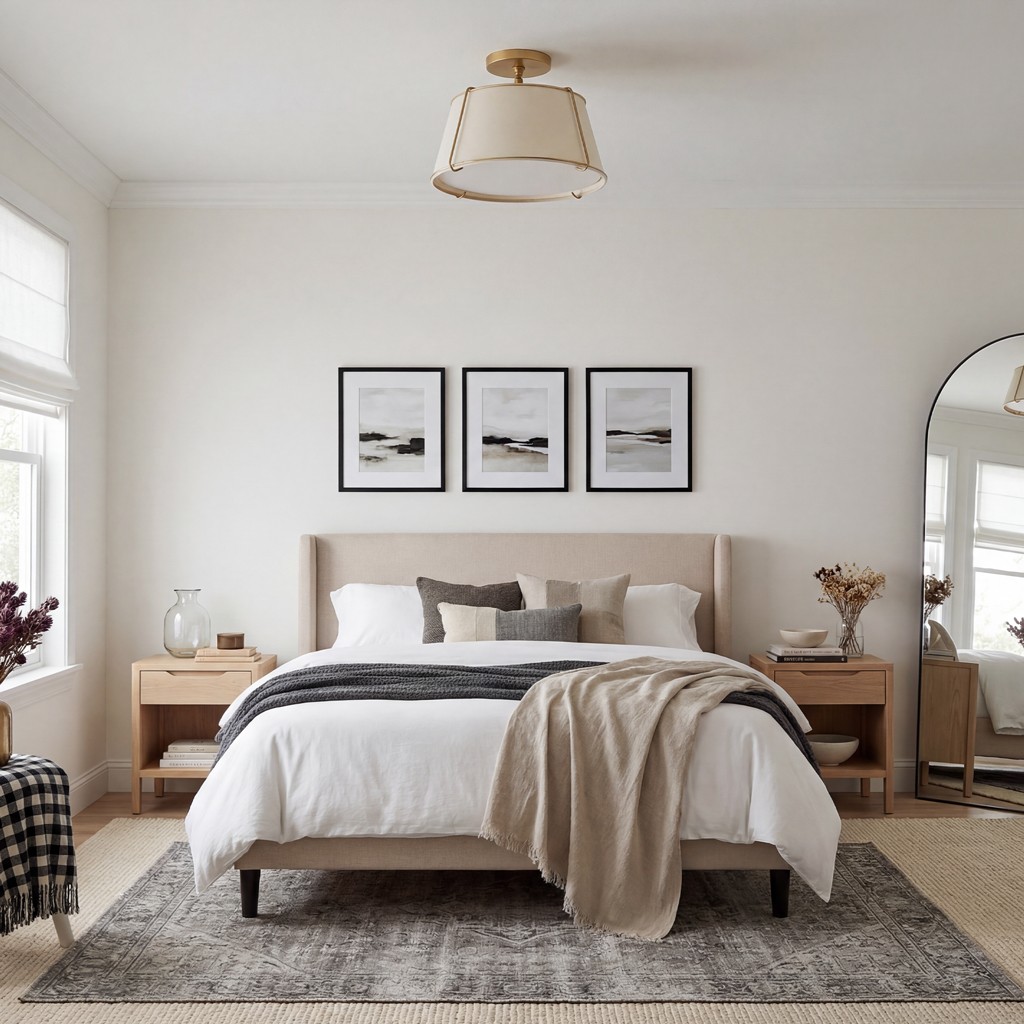 Hesperia Fabric Drum Shade Semi Flush Mount