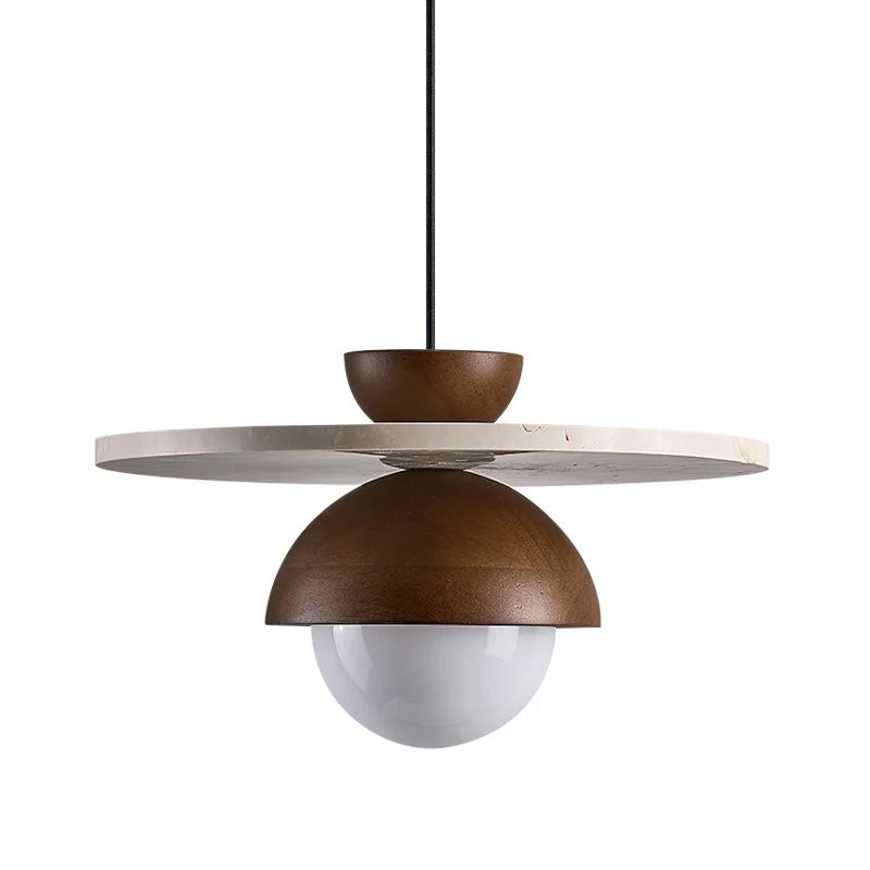 Dagan Wabi-Sabi Travertine Wood Globe Pendant Lamp