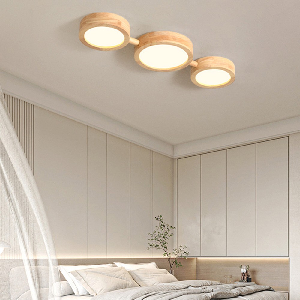 Phelith Modern Multi Heads Wood LED Ceiling Light