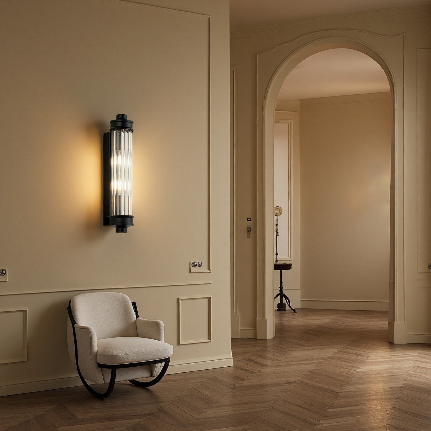 Raelin Retro Cylindrical Ribbed Glass Sconce