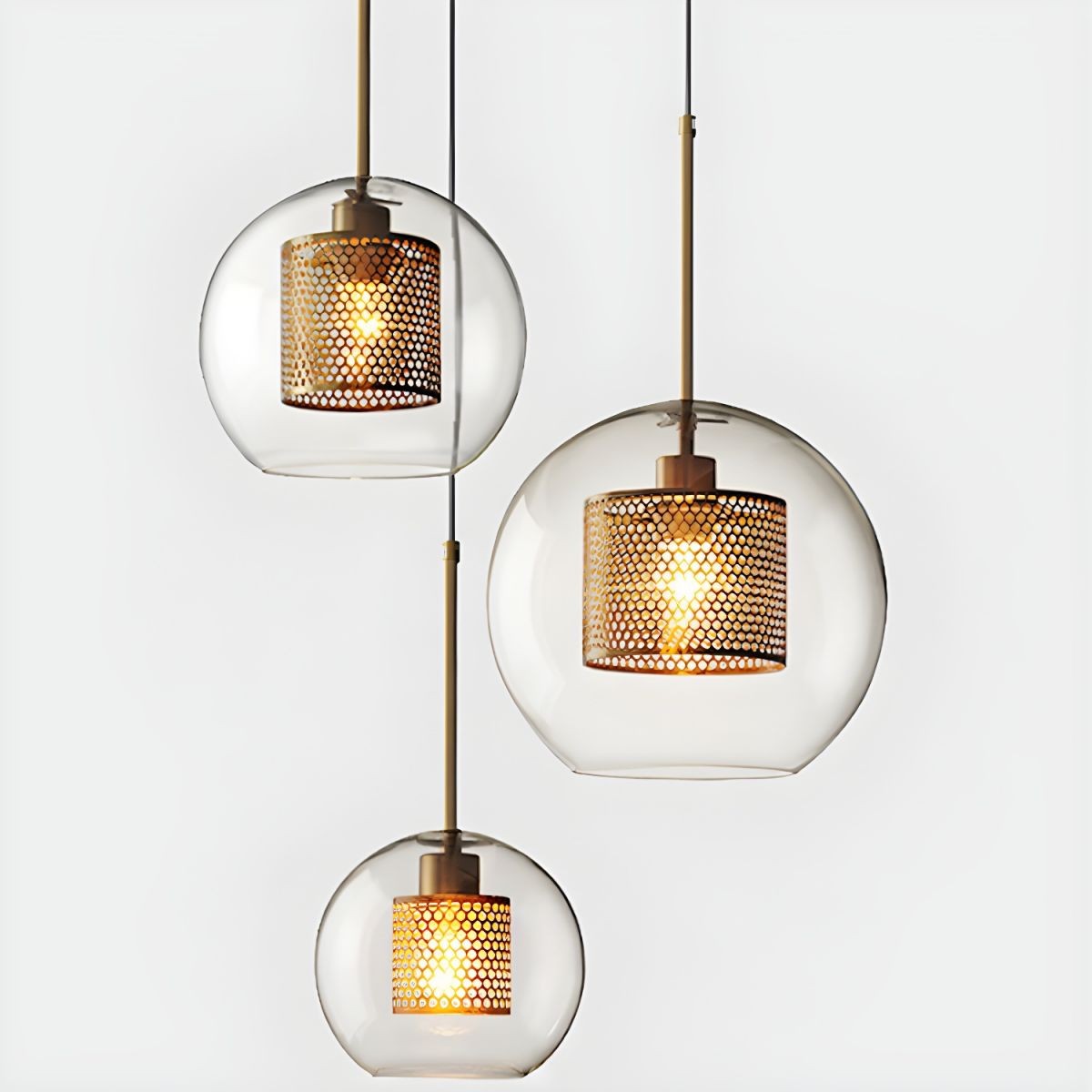 Linc Contemporary Globe Clear Glass Metal Pendant Light