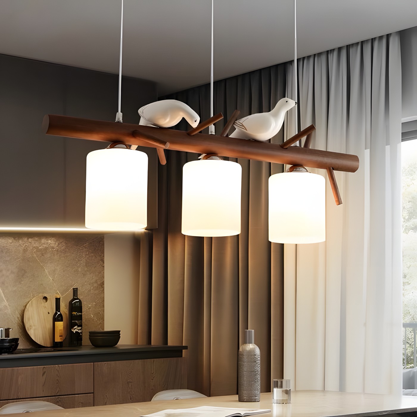 Bird Wooden Chandelier