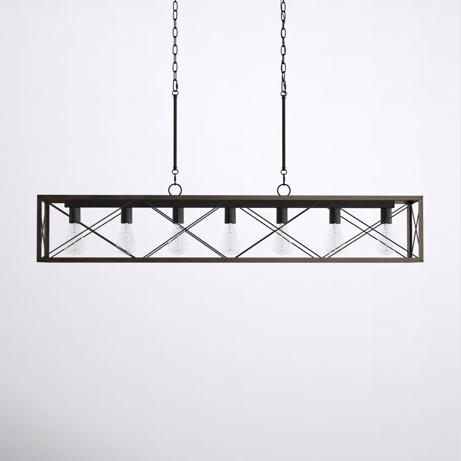 Wrylor Farmhouse 7 Light Steel Rectangle Chandelier