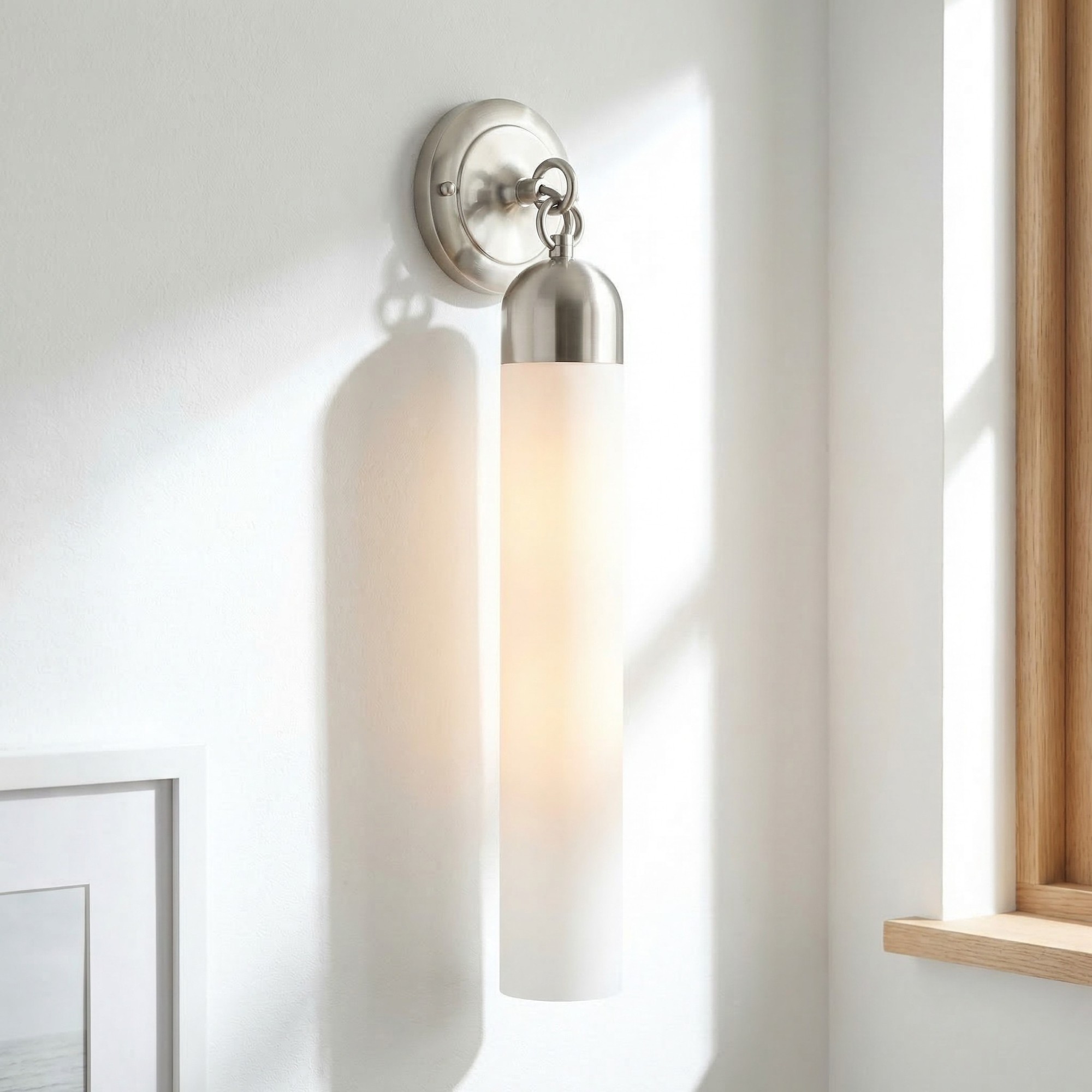 Morgan Minimalist Cylindrical Glass or Alabaster Wall Light