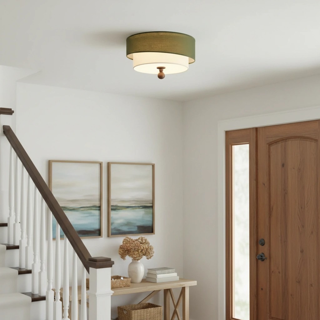 Celestis Modern Fabric Drum Ceiling Light