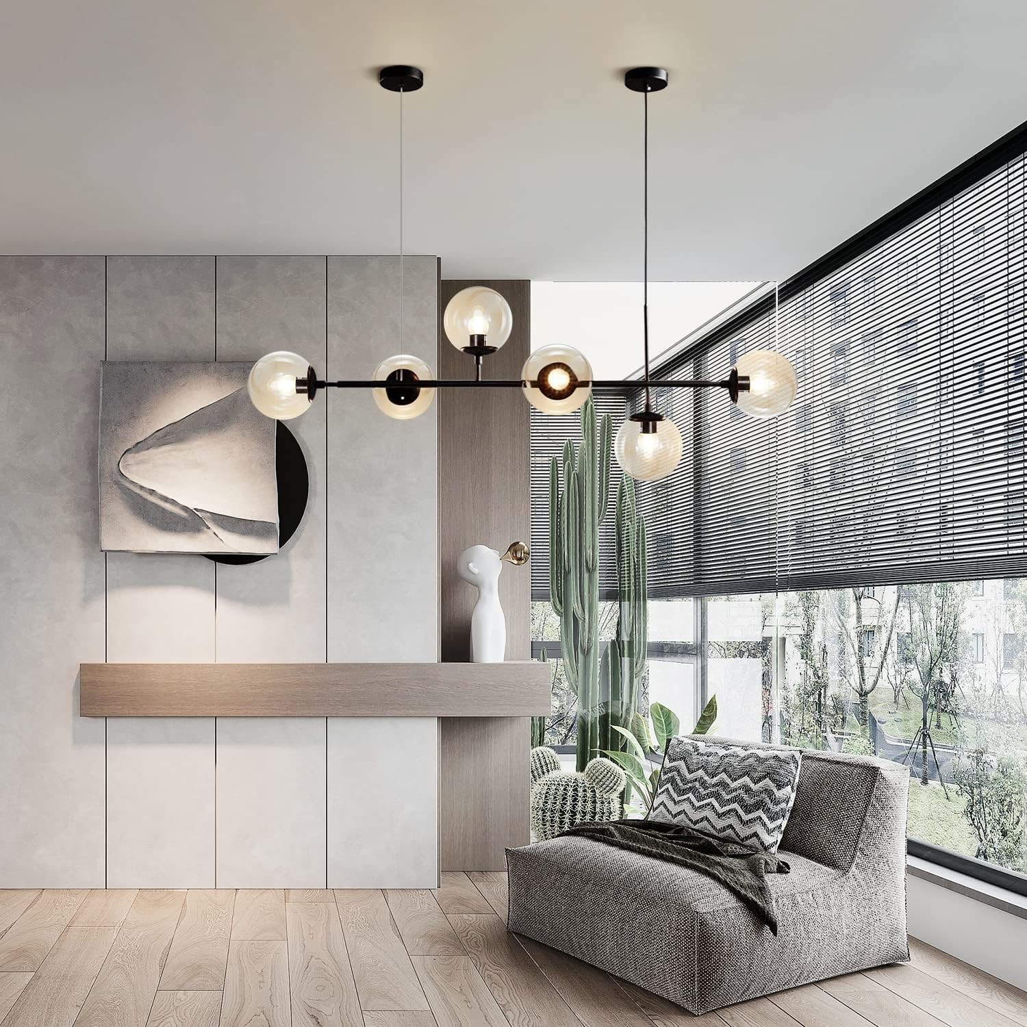 Celestina 6 Light Linear Glass Orb Pendant Light