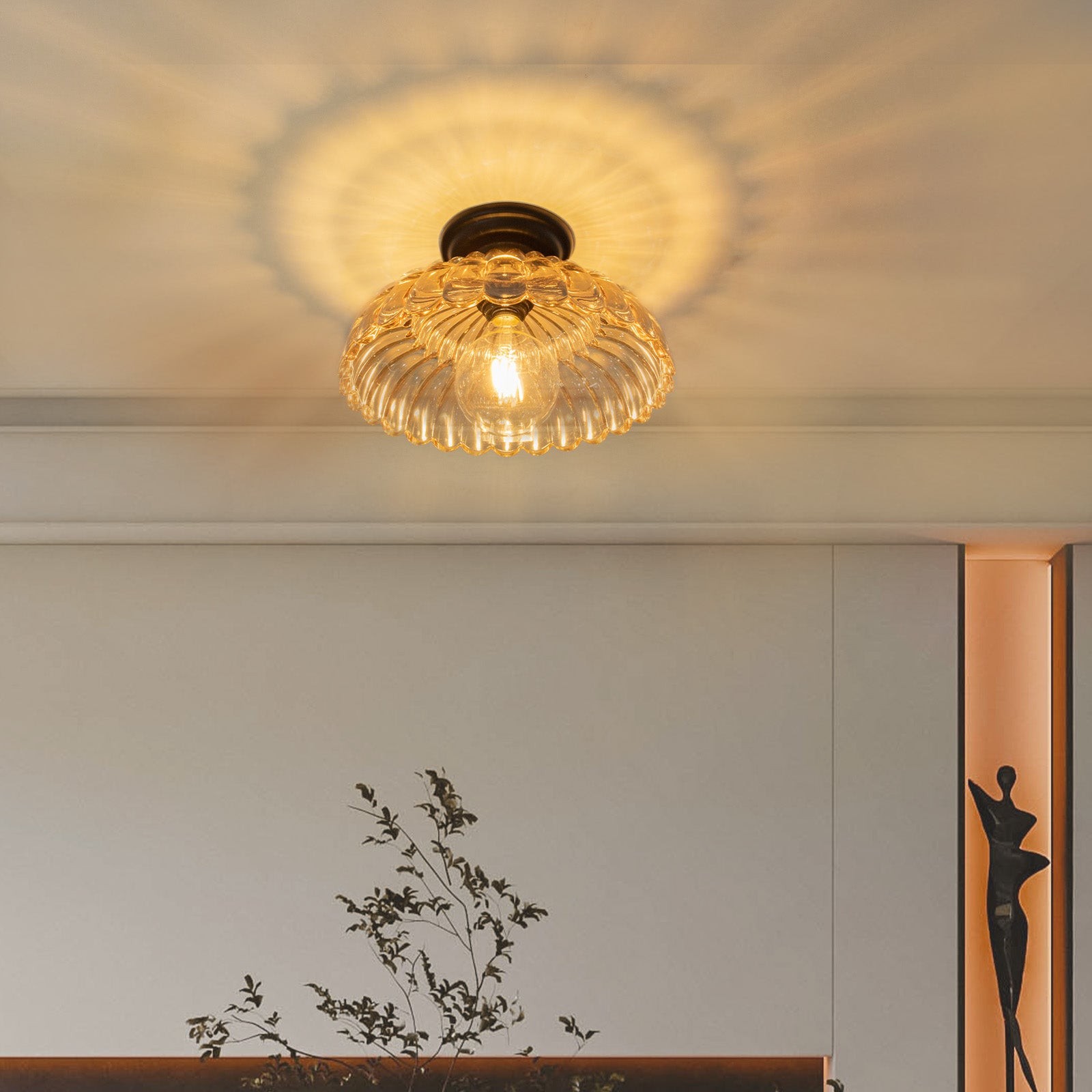 Fyxar Clear Glass Scalloped Flush Mount Light