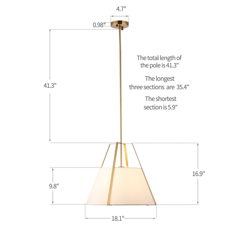 Zevran Farmhouse Metal Cone Fabric Pendant Light