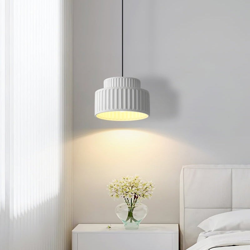 Brisby Striped Frosted Fluted Ceramic Pendant Light