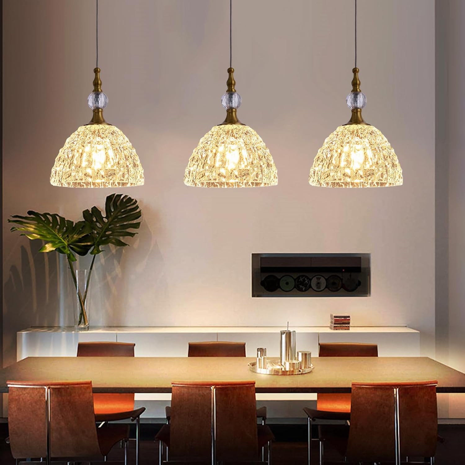 Jorvald Vintage Crystal Dome Brass Pendant Light