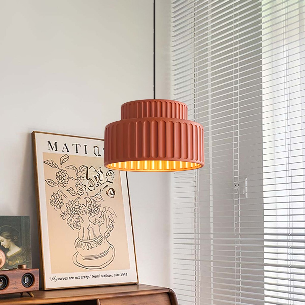 Brisby Striped Frosted Fluted Ceramic Pendant Light