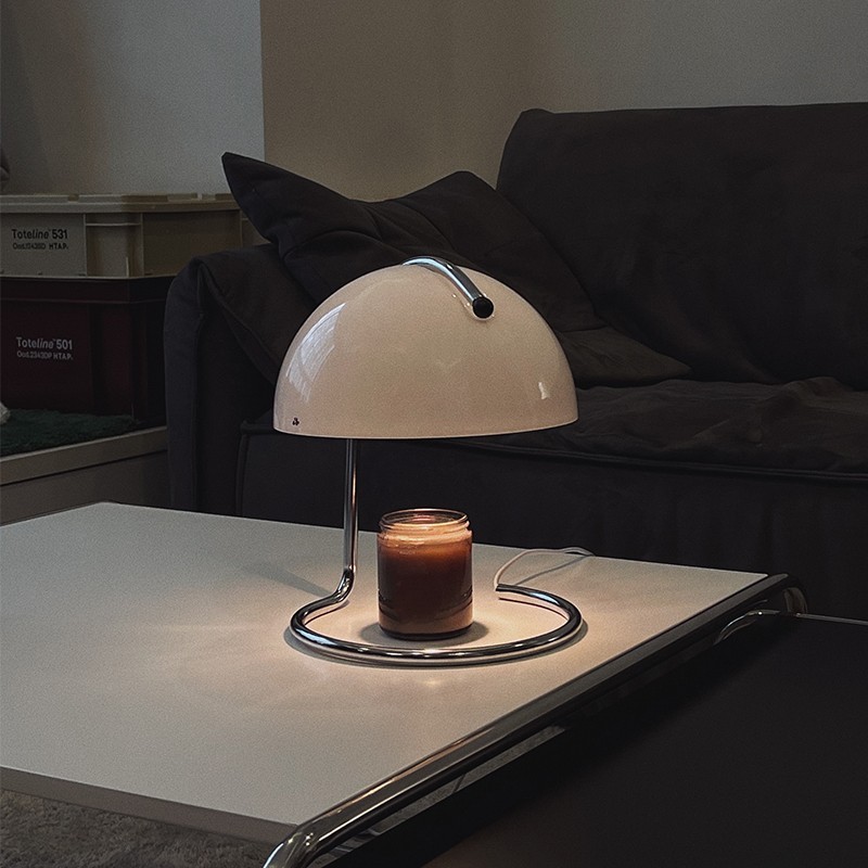 Olivia Bauhaus Bedside Table Lamps With Dome Glass Shades