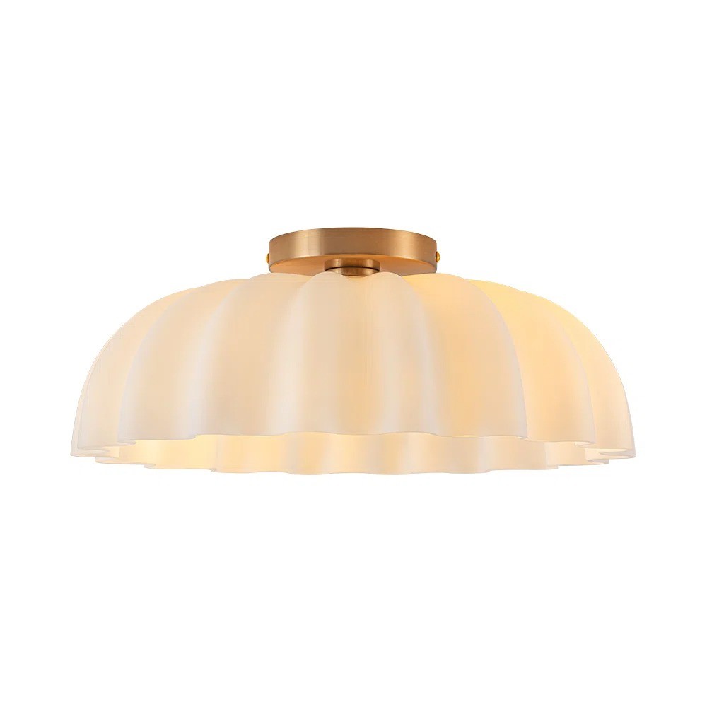 Solira Modern Pleated Milk Glass Ceiling Light