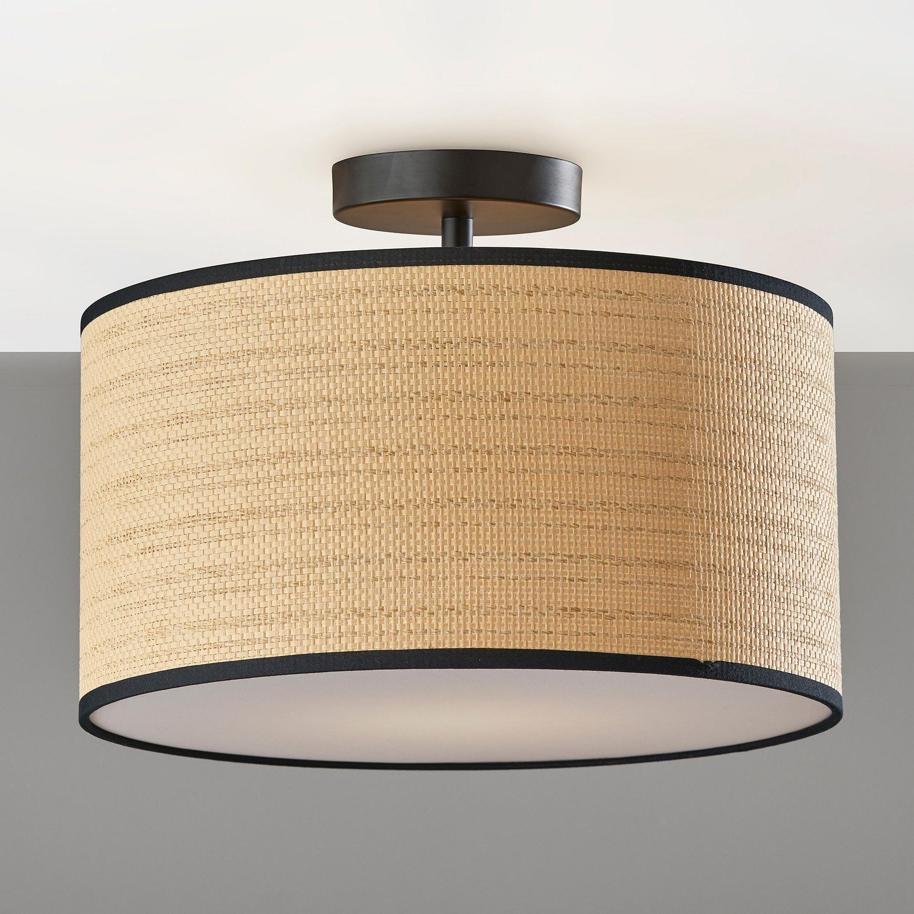 James Rustic Drum Woven Flush Mount Ceiling Light