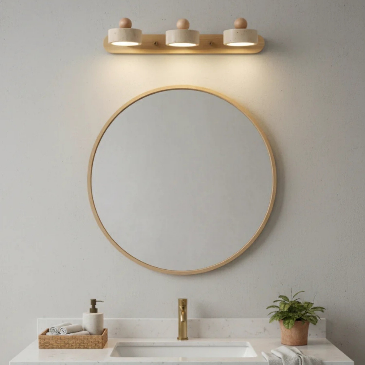 Macdonald Wabi Sabi Natural Travertine Adjustable Heads Wall Lamp