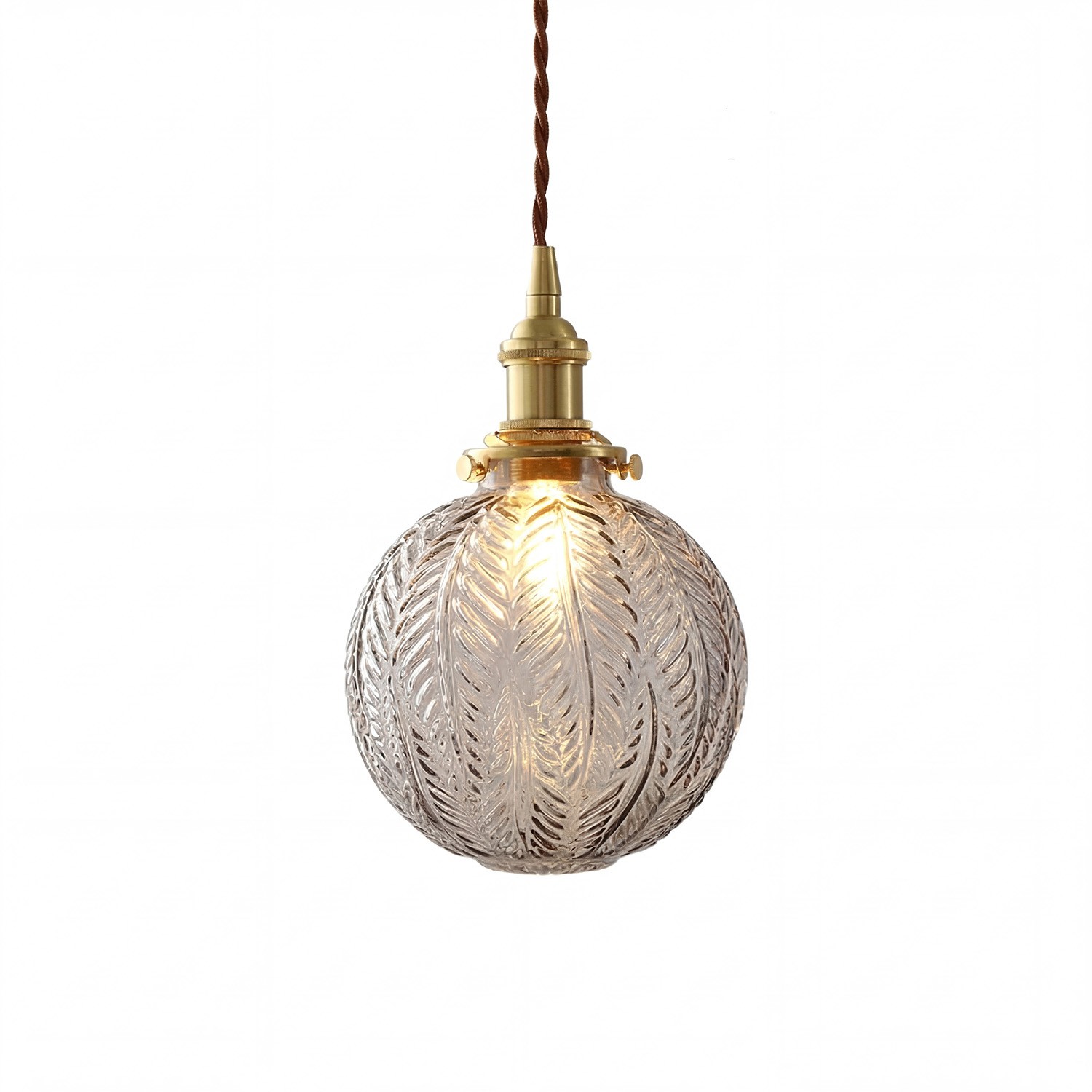 Logana Vintage Feather Texture Glass Globe Pendant Light