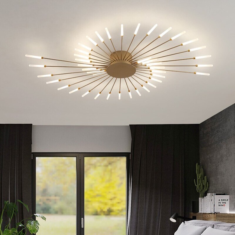 Pranika Modern Sputnik LED Fireworks Semi Flush Mount Ceiling Light