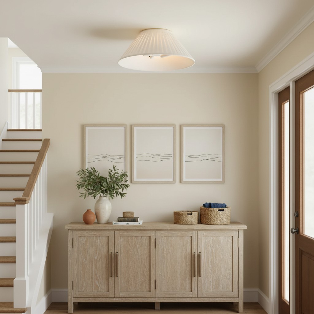 Zephiris Vintage Pleated Fabric Cone Ceiling Light