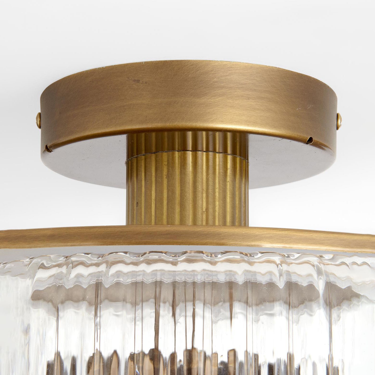 Willa Rustic Round Ribbed Glass Ceiling Light