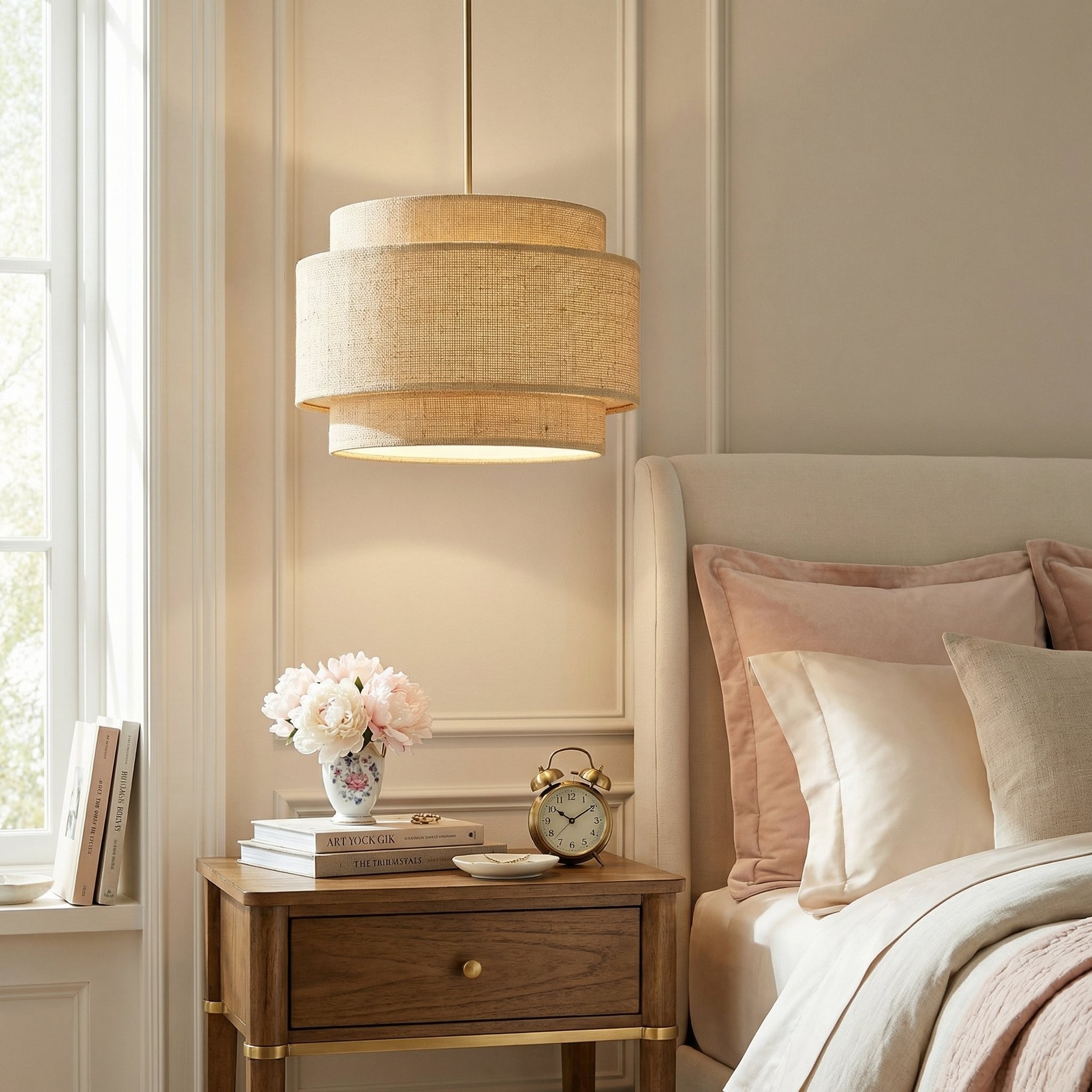 Orlaith Bohemian Rattan Tiered Drum Pendant Light