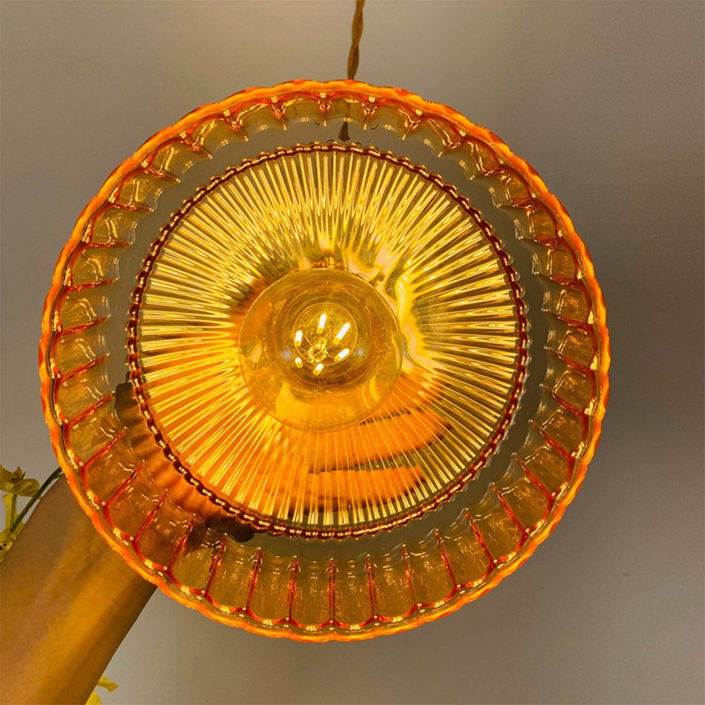 Zyrion Retro Ribbed Clear Glass Pendant Light