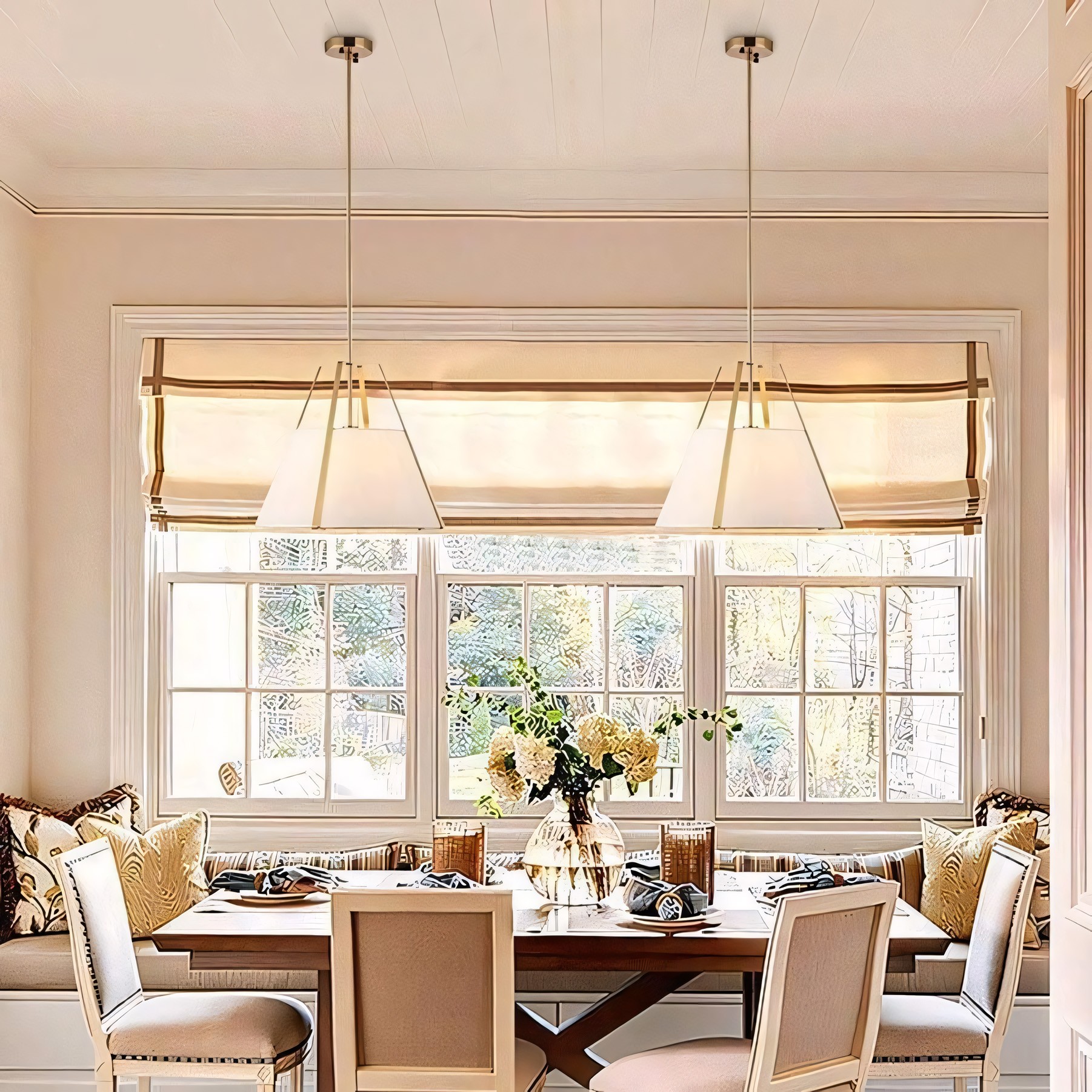 Zevran Farmhouse Metal Cone Fabric Pendant Light