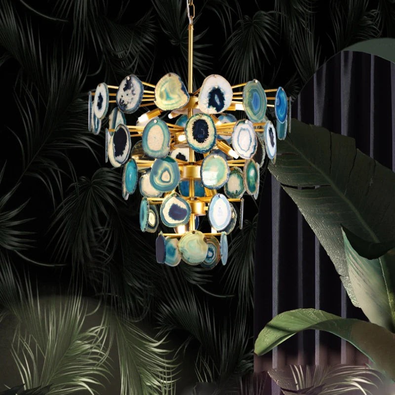Gideon Slice Agate Tower Chandelier