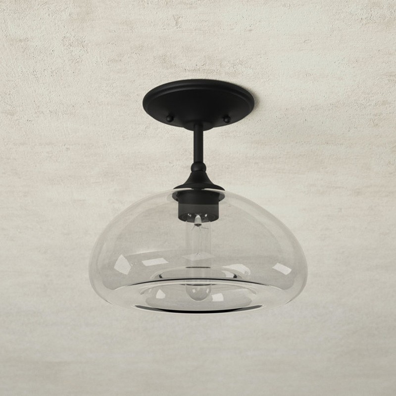 Thyran Farmhouse Small Globe Clear Glass Flush Mount Ceiling Light