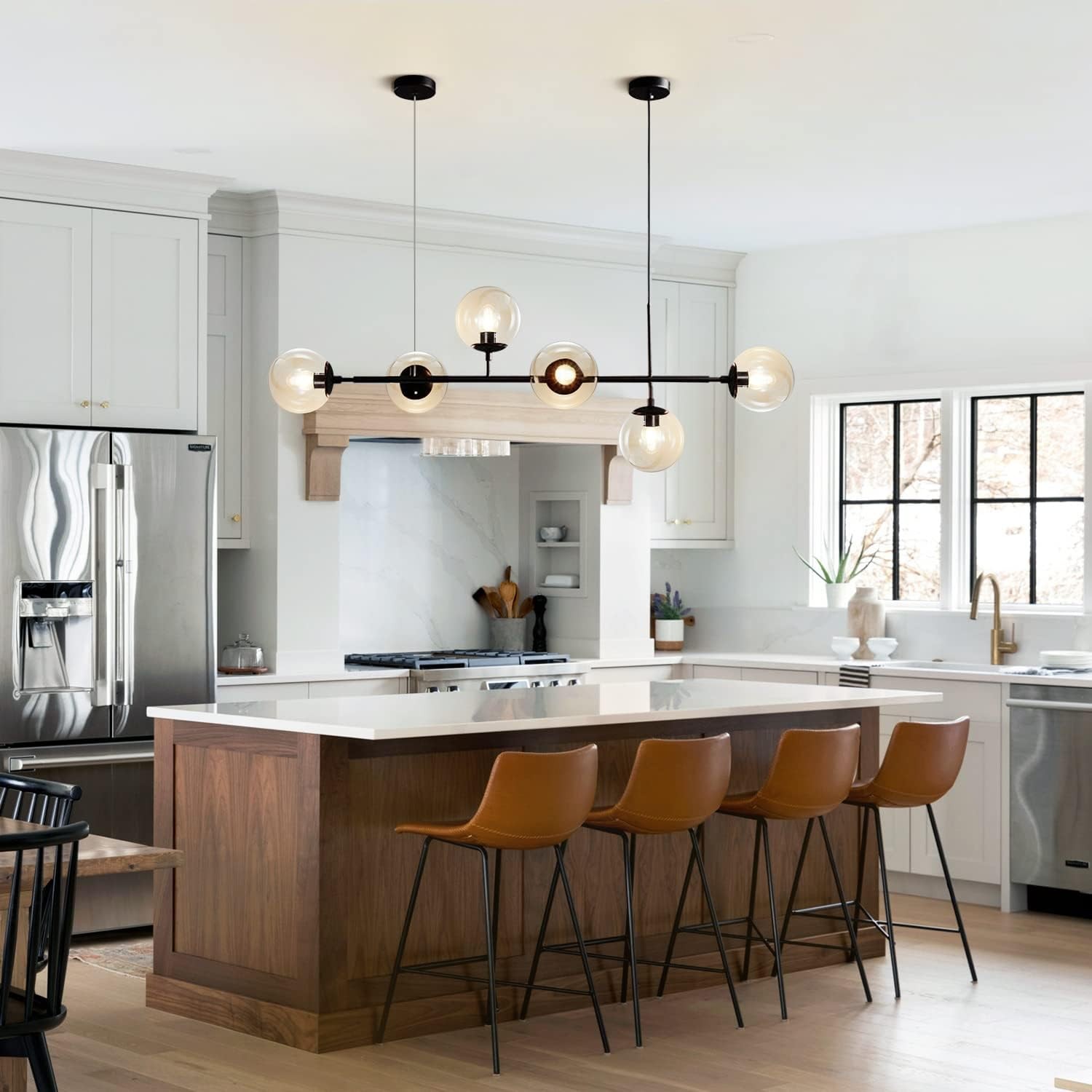 Celestina 6 Light Linear Glass Orb Pendant Light