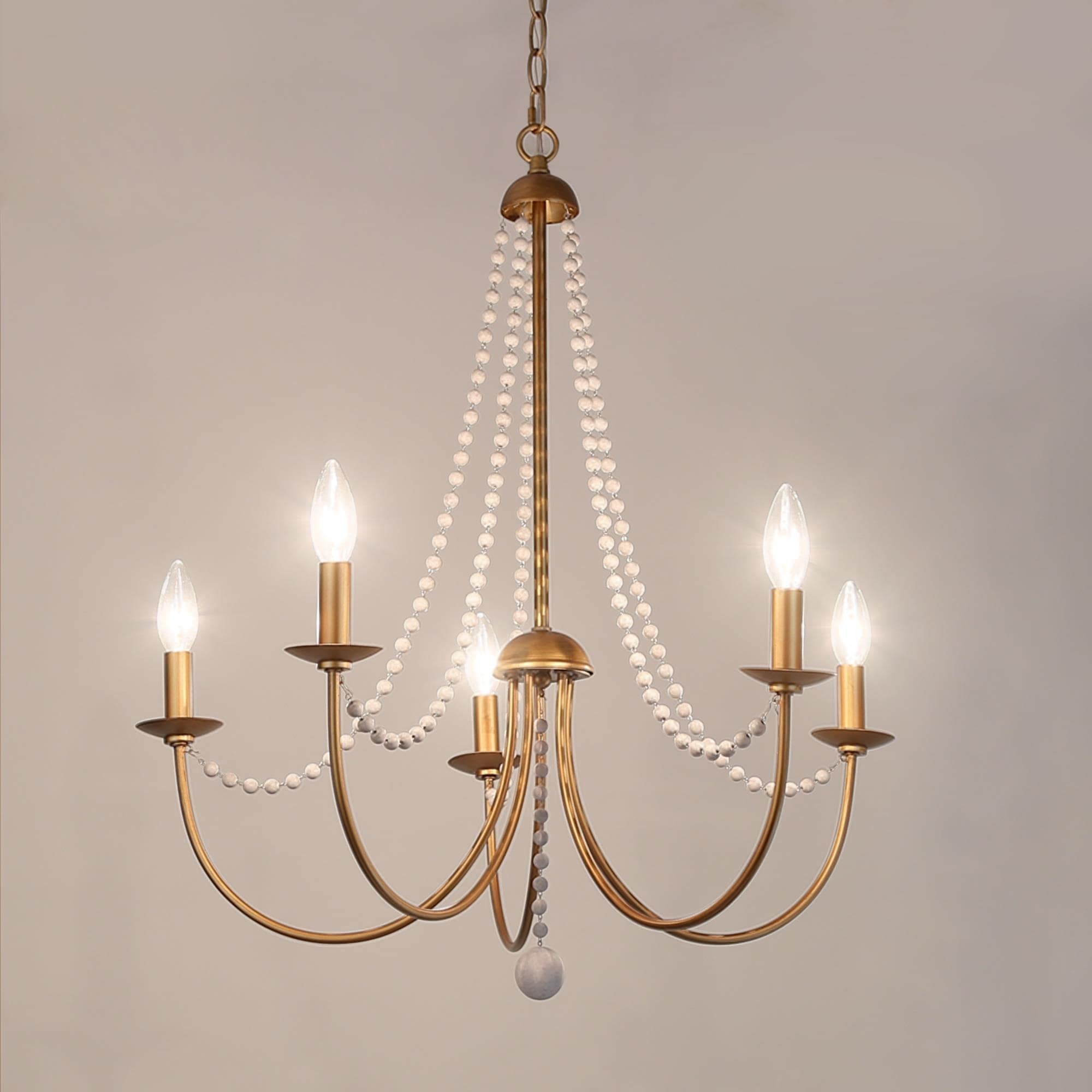 Ophelia French Country 5-Light Wood Beads Branch Chandelier