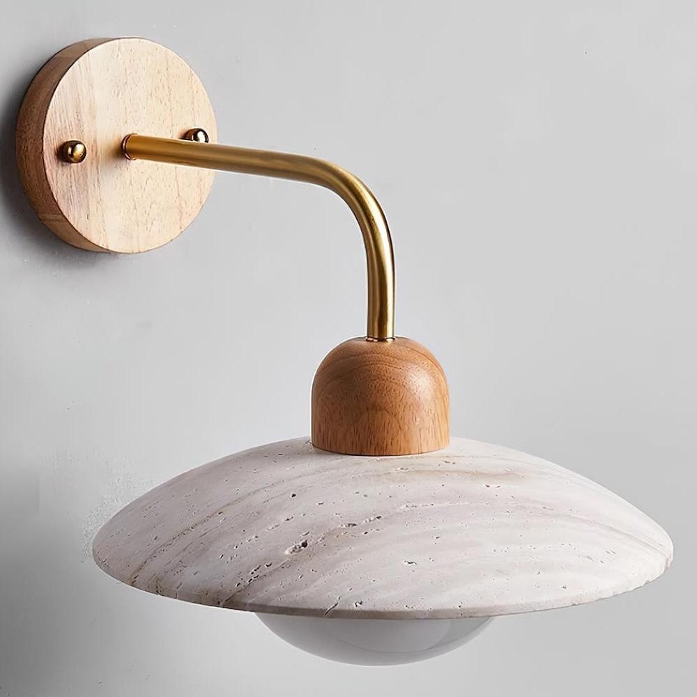 Habakkuk Farmhouse Disc Travertine Wall Sconce