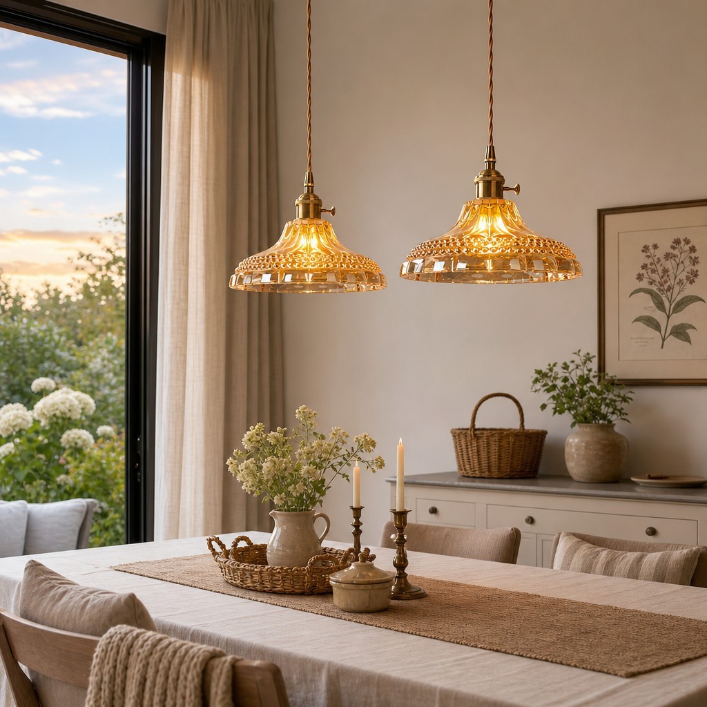Olyx Amber Textured Glass Pot Lid Pendant Light