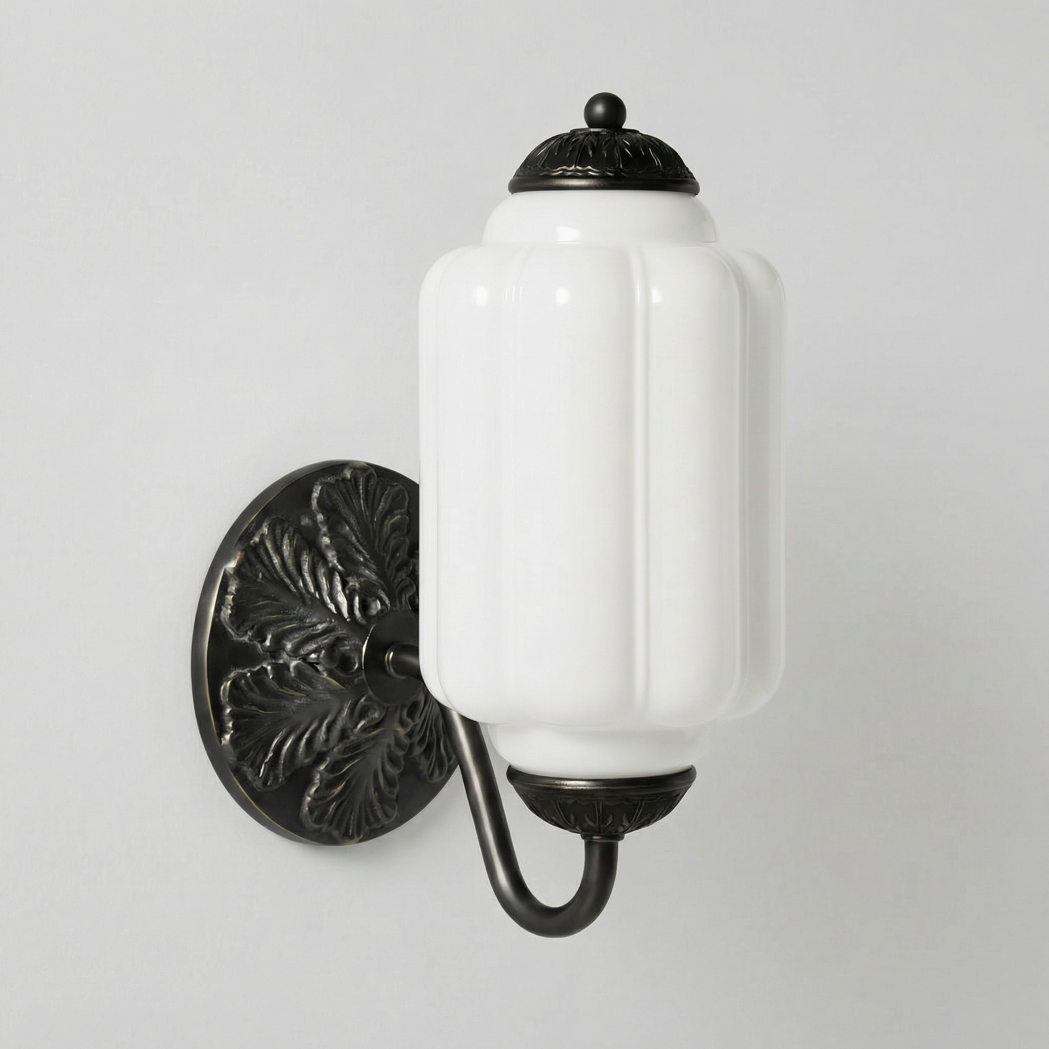 Cyrilith Vintage Milk Glass Oiled Brass Eloise Sconce