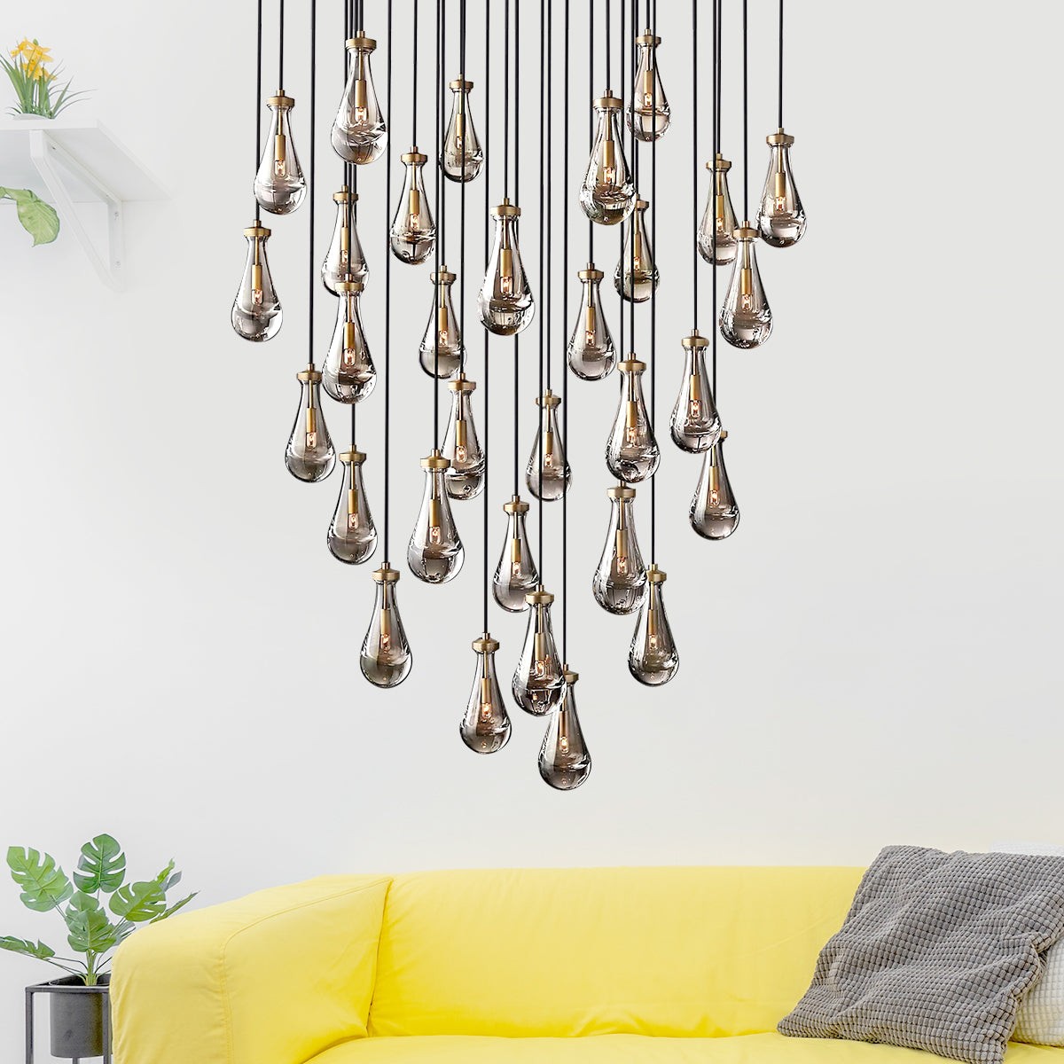 Peregrine Modern All-copper Crystal Raindrop Linear Chandelier