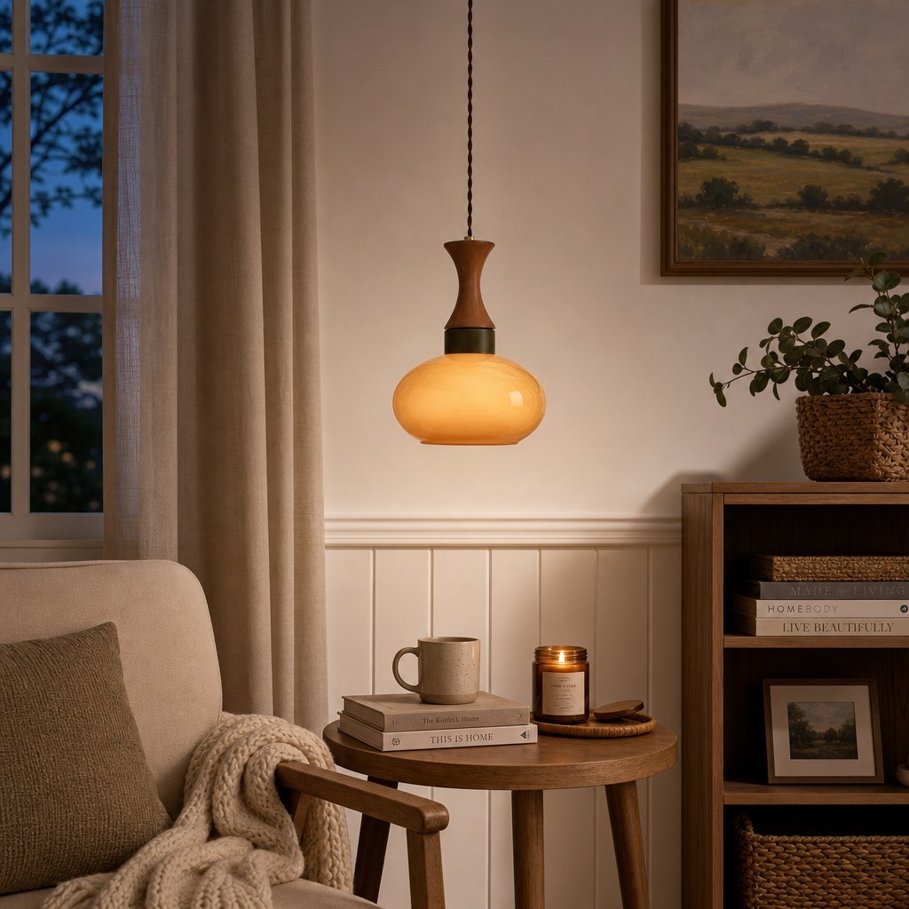 Nyxaris Vintage Bauhaus Round Glass Pendant Light